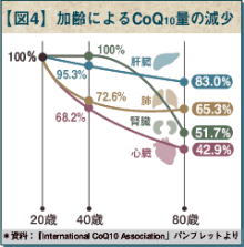 加齢によるCoQ10量の減少